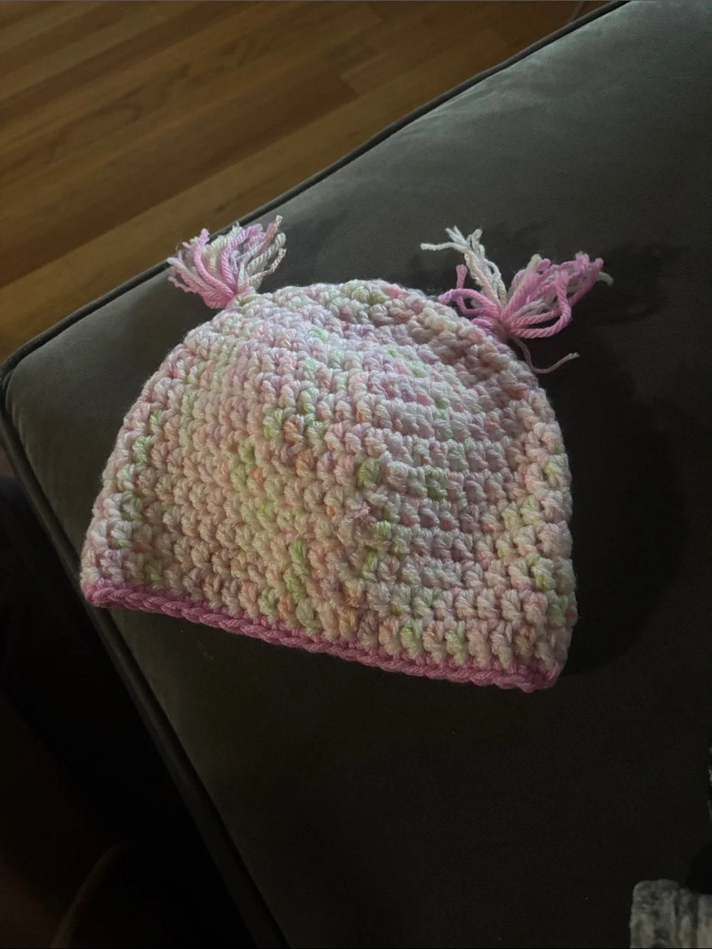 Kids Pink Owl Crochet Beanie with Tassels - Brand Unspecified